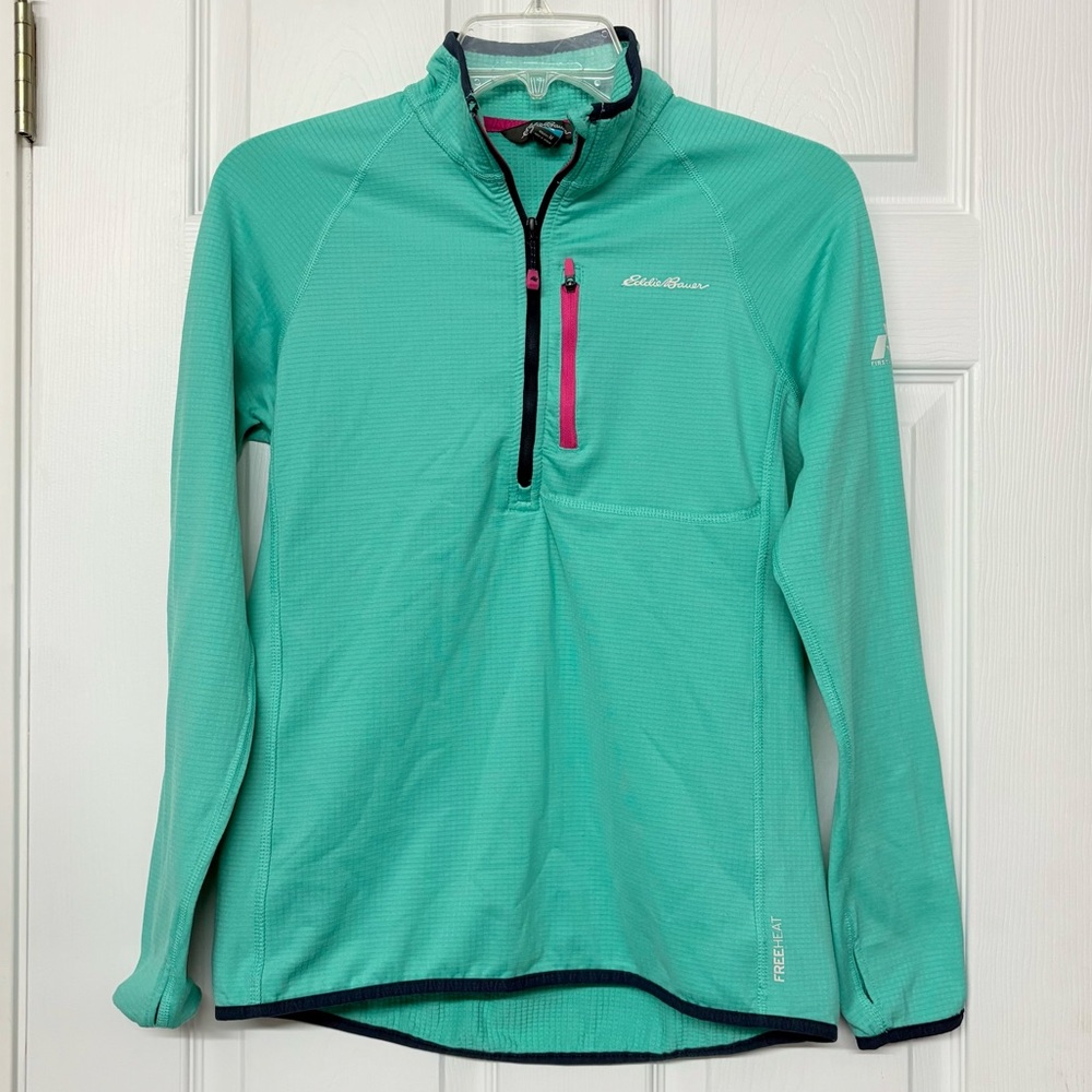 Eddie Bauer First Ascent 1/4 Zip Pullover Free Heat Activewear Top Teal Sz M
